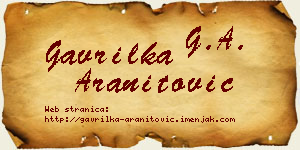 Gavrilka Aranitović vizit kartica